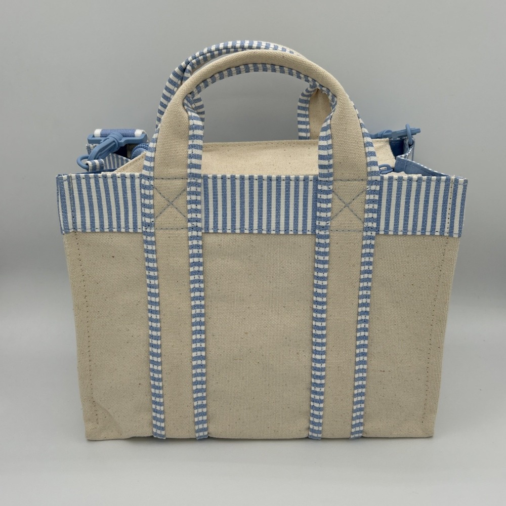 Victoria's Secret PINK Small Canvas Tote Crossbody Strap Light Blue NEW - Picture 4 of 9
